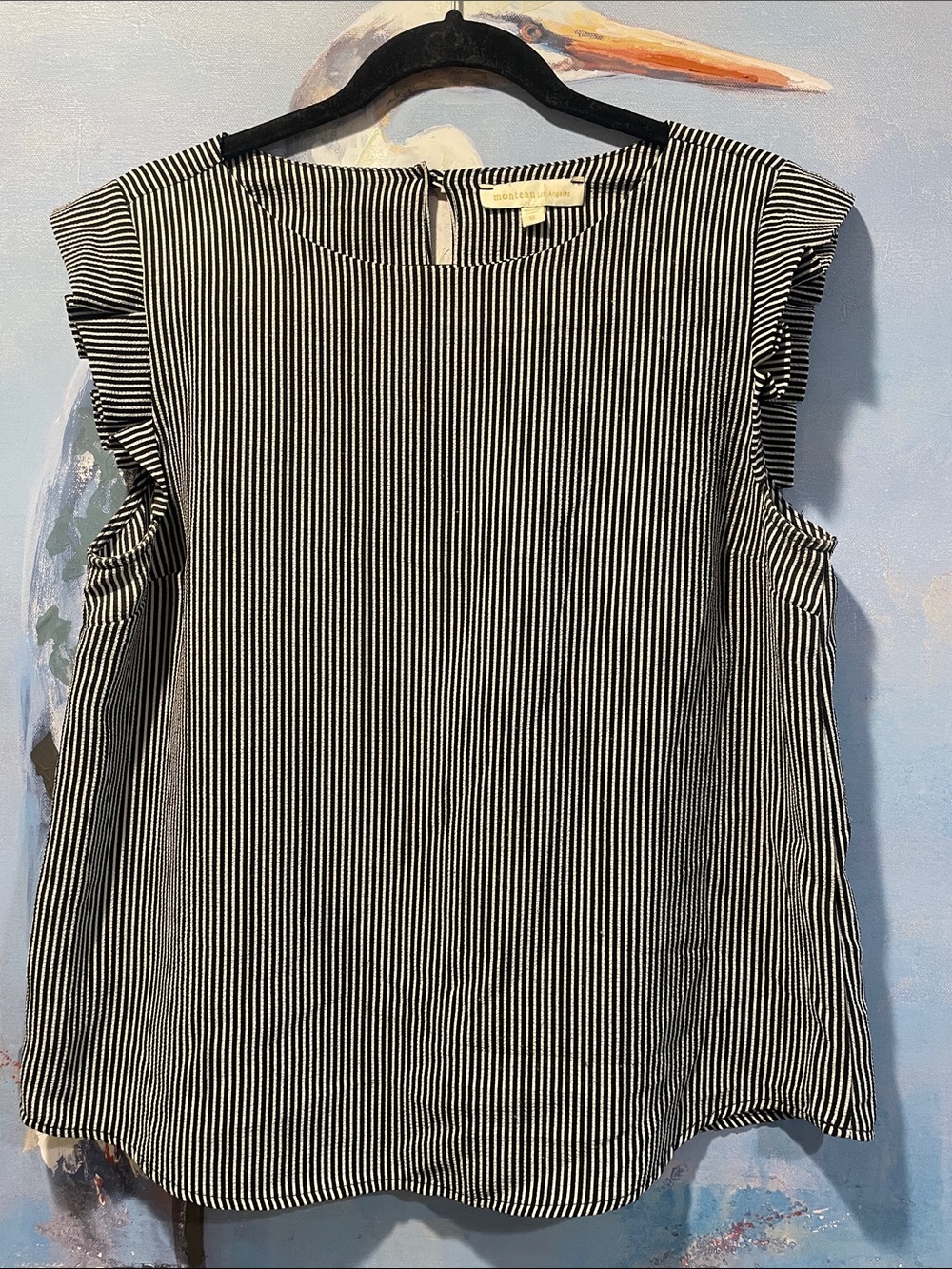 Anthropologie (Monteau) Black and White Striped Tank Top